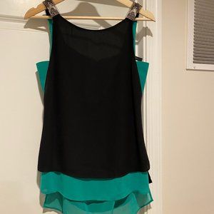 BCBG Green and Black top